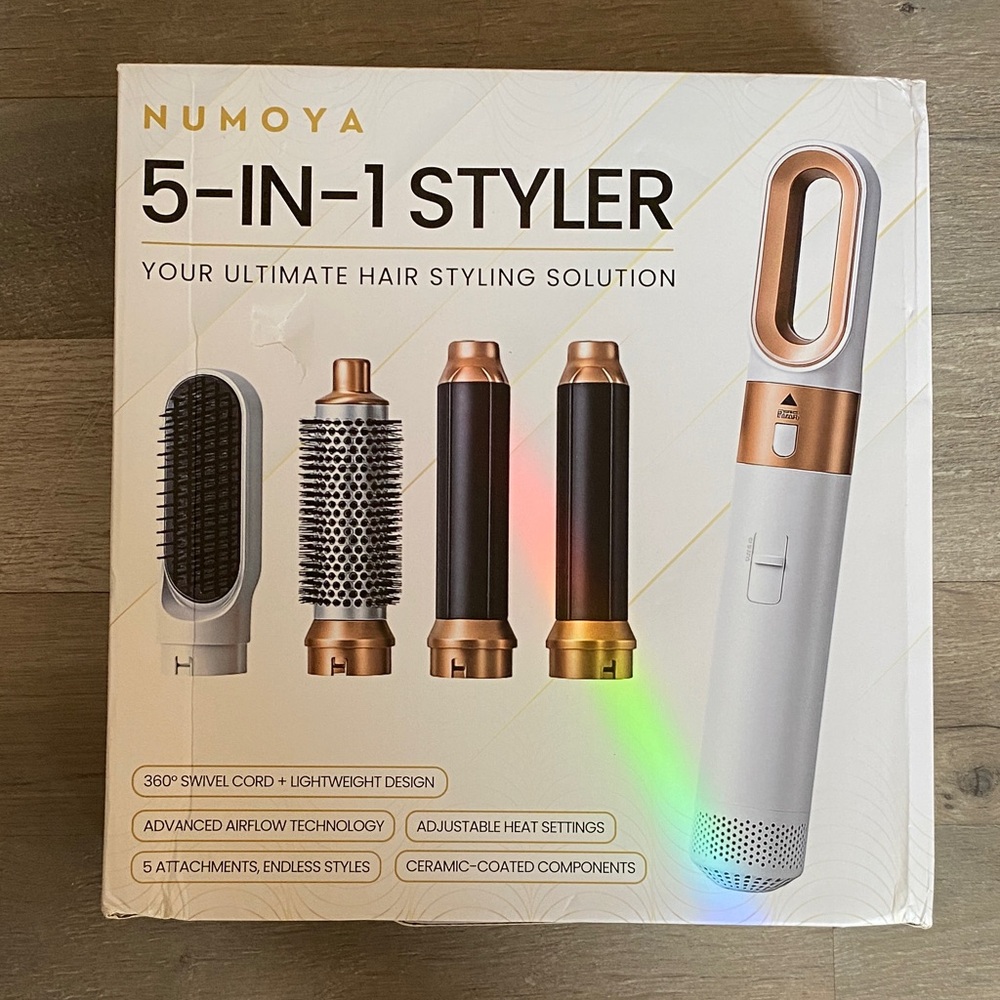 5-in-1 Styler Hair Tool - White and Rose Gold
